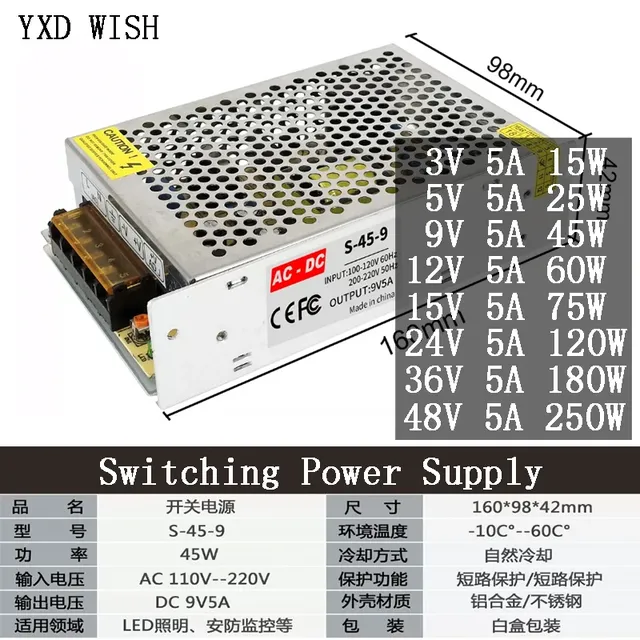 Transformateurs 220V à 3V 5V 9V 12V 15V 24V 36V 48V
