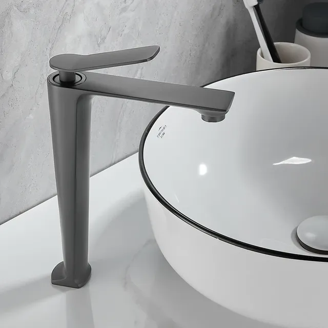 Robinet de lavabo gris rouge – vue 5