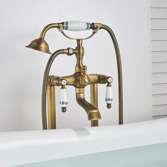 Robinet colonne bain douche îlot rétro victorien bronze… – vue 3