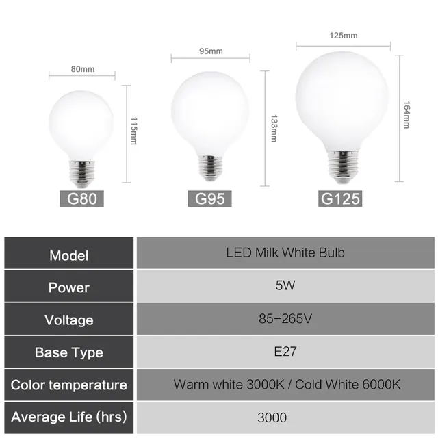 Grande LED Ampoule E27 110V 220V G80 G95 G125 économie… – vue 2