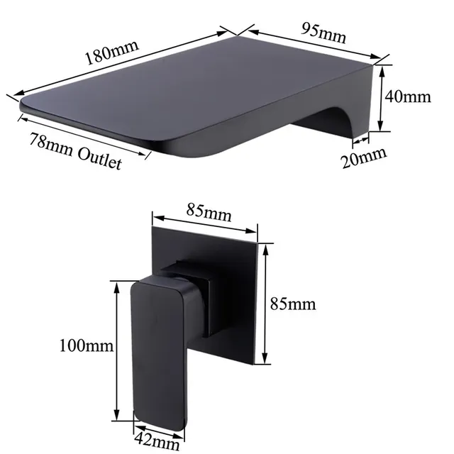Mitigeur lavabo mural monocommande cascade bec plat… – vue 6