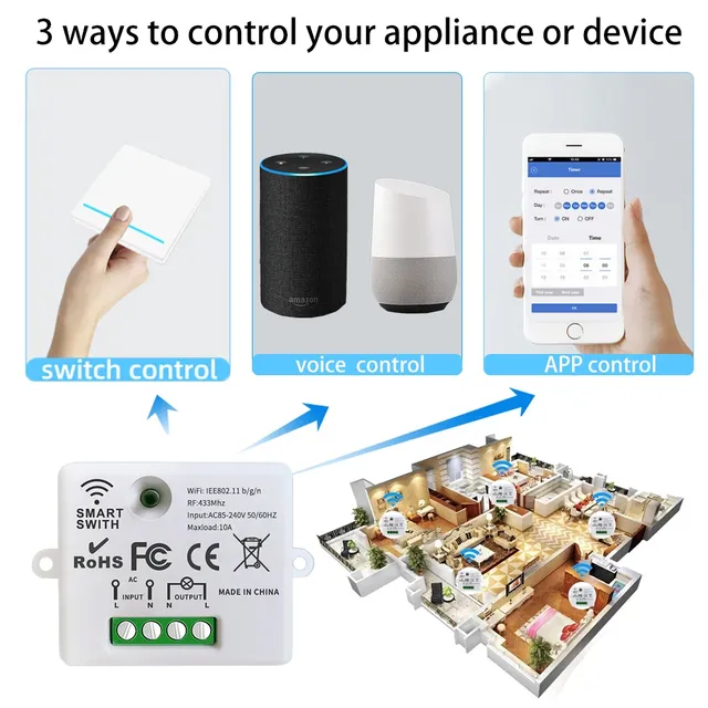 Mini Interrupteur sans fil Mural Connecté WiFi RF 433MHz… – vue 4
