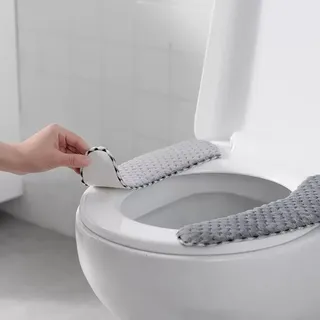 Coussinets rembourrés siège toilette peluche gris microfibre gaufré…
