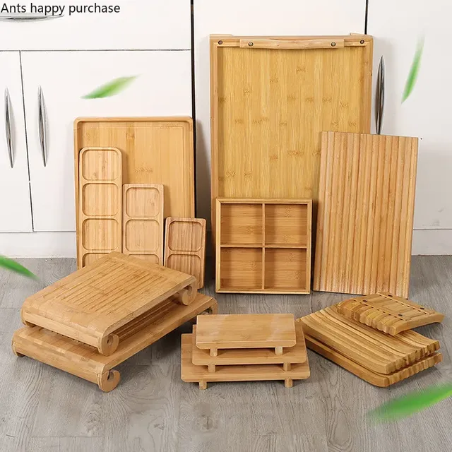 QuePlate rectangulaire en bambou pour restaurant