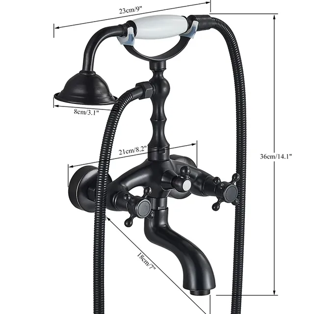 Robinet de baignoire mural en laiton Antique – vue 2