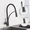 Robinet de cuisine extractible chromé avec tuyau noir… – vue 2