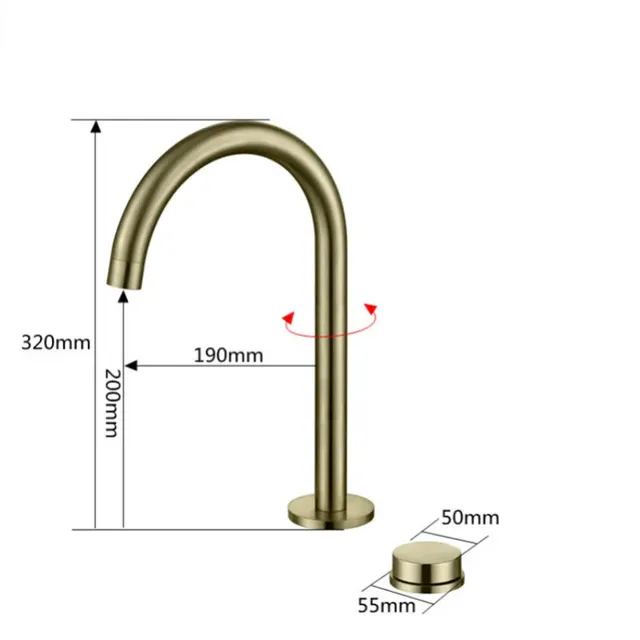 Mitigeur Vasque Haut Cygne Laiton Brossé Mat Finition Or… – vue 6
