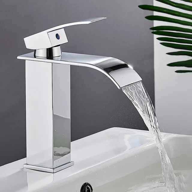 Robinet lavabo laiton monotrou bec plat cascade jet… – vue 4