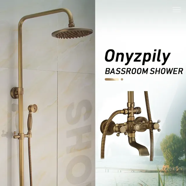 Ensemble de robinets de douche en laiton Antique – vue 2
