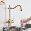 Robinet de cuisine Antique en laiton filtré, robinets de Purification, robinet mitigeur, eau chaude et froide, Purification de l&rsquo;eau à Rotation de 360 degrés, robinet de grue