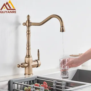 Robinet de cuisine Antique en laiton filtré