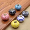 Poignée de meuble en céramique, boutons de commode, poignées d&rsquo;armoire, boutons de tiroir, boutons de porte de cuisine, quincaillerie unique, blanc et bleu
