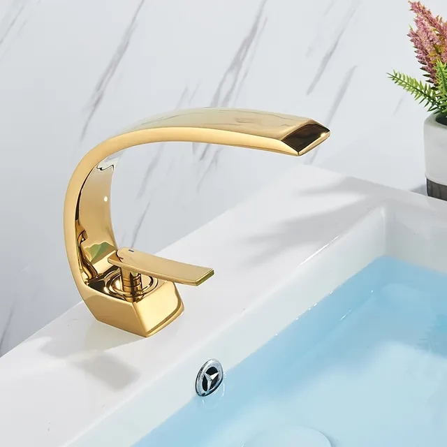 Robinet de lavabo de bain doré – vue 3