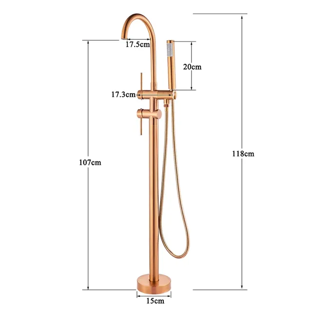 Rozin Rose doré robinet de baignoire monté au sol grue… – vue 5