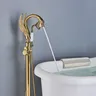 Nnekjcag robinet de baignoire au sol en cygne doré – vue 2