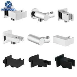 Crochet de douche à main noir/Chrome siège de douche en laiton massif G1/2 « avec connecteur de tuyau de douche supports de montage de douche Crochet de douche à main noir/Chrome siège de douche en laiton massif G1/2 « avec connecteur de tuyau de douche supports de montage de douche