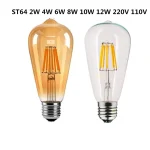 Ampoules LED à Filament Edison doré ST64 Dimmable E27 B22 2W 4W 6W 8W 10W 12W 220V 110V 2700K 6000K lampes énergétiques à 360 degrés