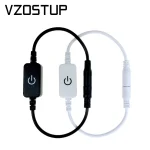 Bande lumineuse LED tactile, variateur de luminosité réglable, avec prise cc, 12V – 24V 2A, Flexible, pour placard, maison