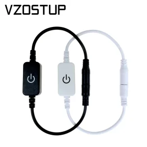 Bande lumineuse LED tactile, variateur de luminosité réglable, avec prise cc, 12V – 24V 2A, Flexible, pour placard, maison