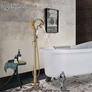 Nnekjcag robinet de baignoire au sol en cygne doré