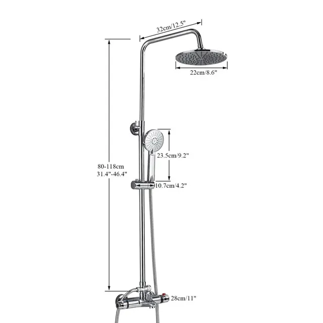 Ensemble de douche thermostatique chromé – vue 2