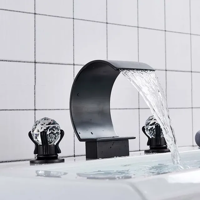 Robinet de lavabo or pont monté poignée en cristal… – vue 3