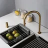 Robinet cuisine laiton mat brossé mitigeur bec haut… – vue 6