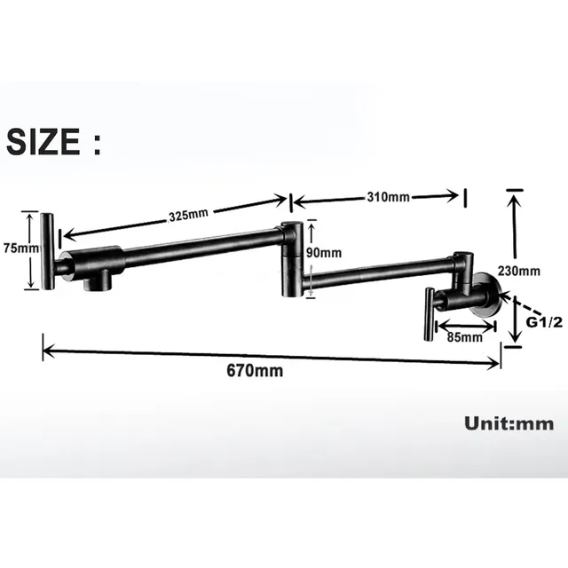 Robinet de Cuisine Pliable en Laiton Massif Noir à… – vue 3