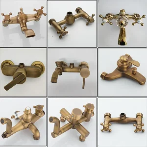 Robinets de douche en laiton Antique en cuivre, mitigeur chaud et froid à poignée unique, raccords de robinet de baignoire rétro, corps de remplacement