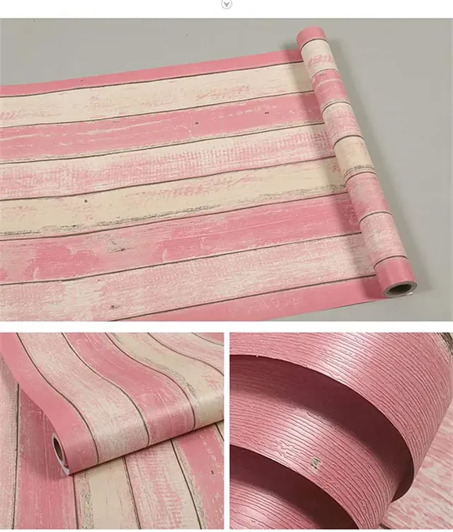 Papier peint auto-adhésif avec panneau de bois rose de 5M – vue 6