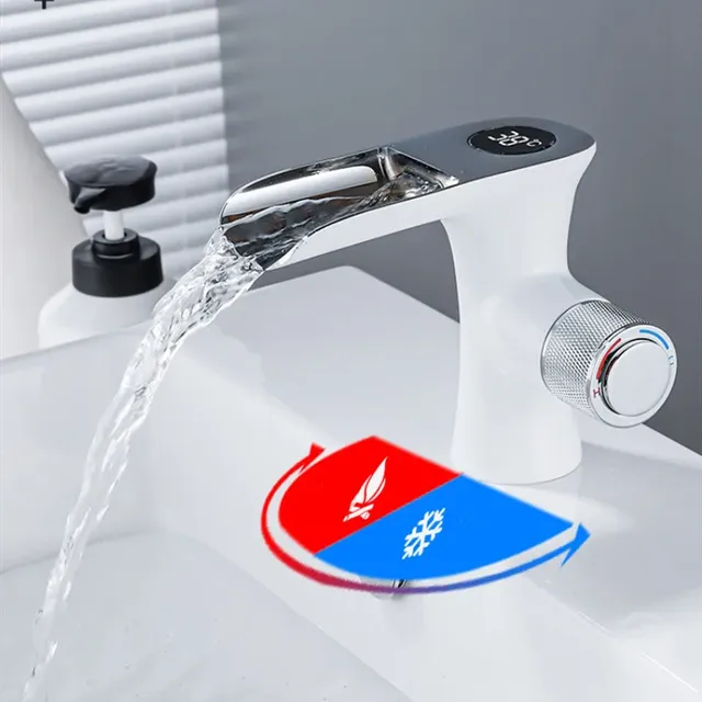 Robinet de lavabo noir salle de bains température chaude… – vue 4