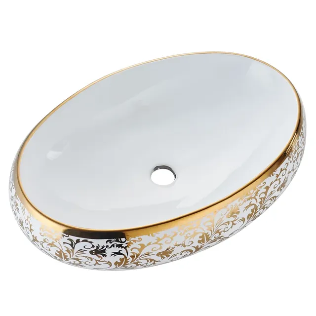 Vasque rectangulaire céramique baroque luxe blanc… – vue 6