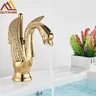 Robinet de lavabo en forme de cygne doré – vue 2