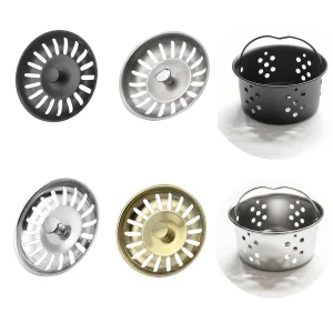 Bouchon de crépine d&rsquo;évier de cuisine, bassin d&rsquo;eau, filtre de vidange d&rsquo;évier, panier, accessoires de vidange, acier inoxydable 304 noir