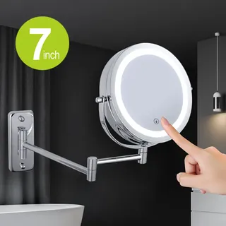 Miroir de salle de bain étendu à bras pliant avec lumière LED