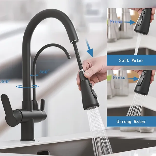 Robinet de cuisine à filtre en laiton Nickel brossé – vue 2