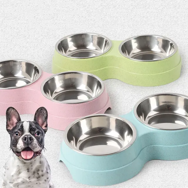 Mangeoire double en acier inoxydable pour animaux de… – vue 2