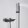 Mitigeur baignoire mural cascade noir mat bec large… – vue 5