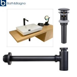Piège à bouteilles pour lavabo de salle de bains, égouttoir d&rsquo;évier moderne, filtre Pop-Up, ensemble de bouchons, Siphon de lavabo noir, accessoire de rénovation pour cheval
