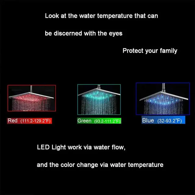 Pomme de douche LED robinets de douche pluie dorée – vue 2