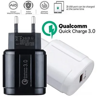 Chargeur secteur USB rapide 18W trois ports prise européenne compact…