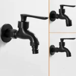 Robinet froid simple en laiton noir, robinet de salle de bains mural pour Machine à laver, vadrouille de toilette, piscine, robinet de jardin extérieur