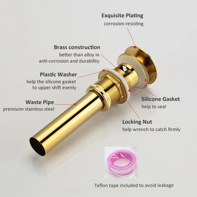 Bonde vidange lavabo vasque clicclac laiton inoxydable… – vue 5