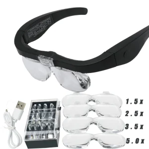 Loupes loupe 1,5x 2,5x 3,5x 5,0x USB Rechargeable avec lumière LED pour la lecture bijoutiers horloger réparation portant Loupes loupe 1,5x 2,5x 3,5x 5,0x USB Rechargeable avec lumière LED pour la lecture bijoutiers horloger réparation portant