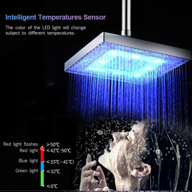 LED Rain Shower Head High Pressure Shower Head Water… – vue 2