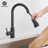 Robinet d'évier de cuisine à nervures noires – vue 1