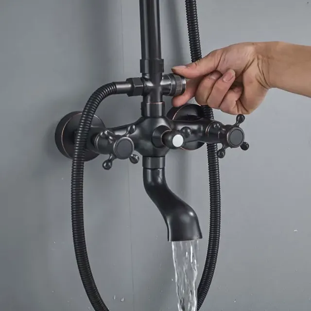Colonne douche murale pluie grand pommeau rond perforé… – vue 4