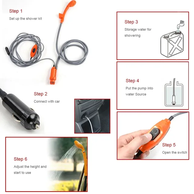 Douchette portable 12V voiture camping pompe électrique… – vue 5