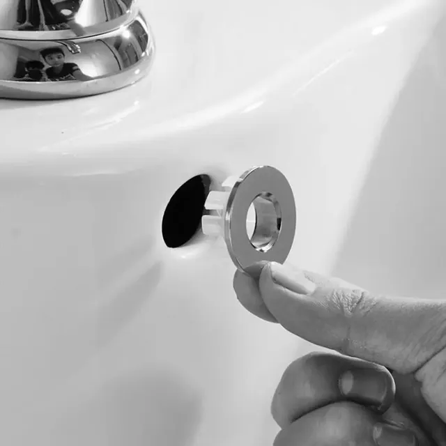 Cache débordement lavabo anneau six pieds laiton cuivre… – vue 4
