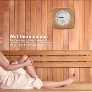 Thermohygrometre analogique mural bois cedre naturel resistant chaleur…